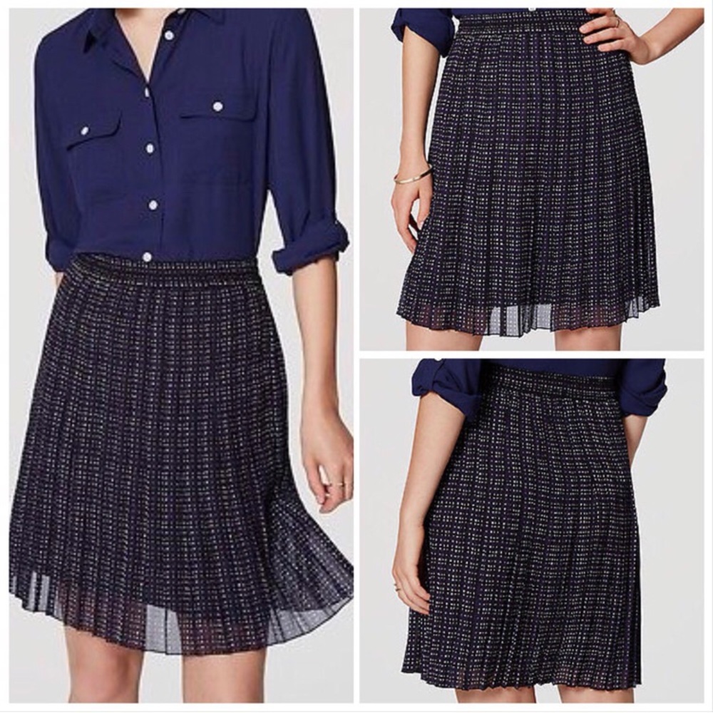 NWT Pleated Blue Skirt LOFT